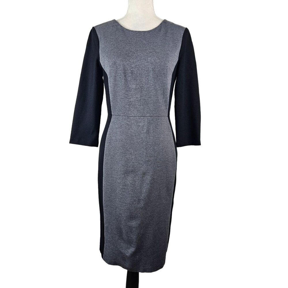 Talbots Women's Size 2 Color Block Sheath Dress 3/4 Sleeves Business Church Chic